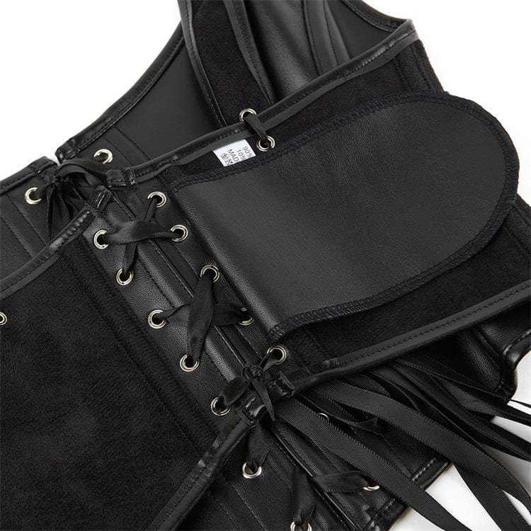 Kobine Women's Punk Lacing-up Faux Leather Bustier