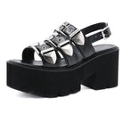 Kobine Women's Punk Layered Buckles Peep-toe Platform Sandals