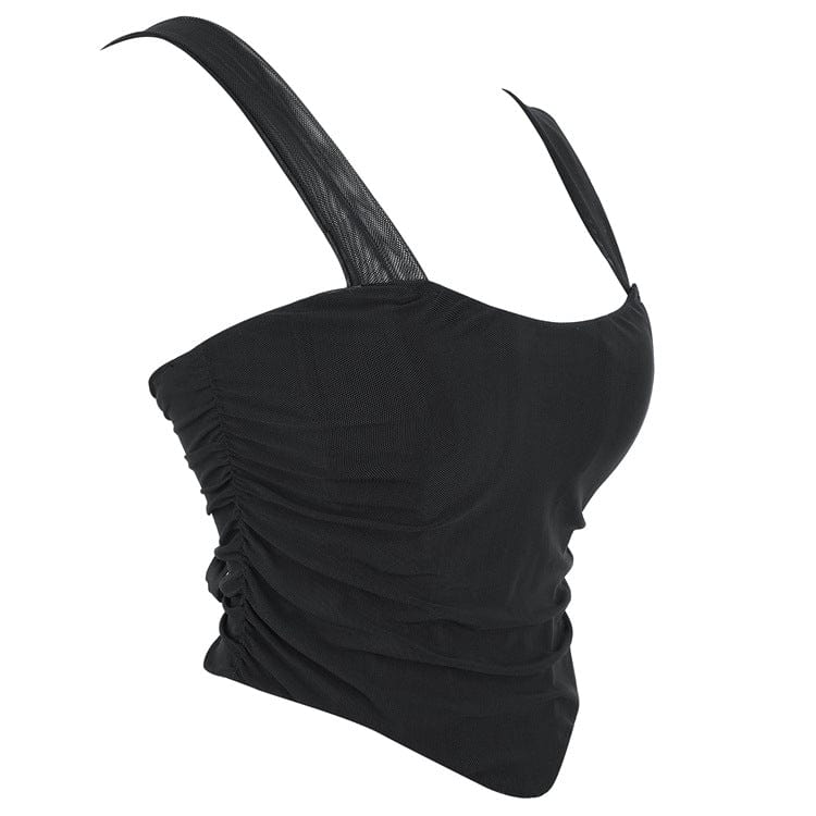 Kobine Women's Punk Mesh Suspender Overbust Corset