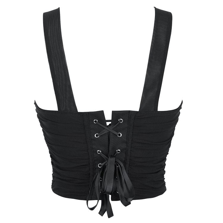 Kobine Women's Punk Mesh Suspender Overbust Corset