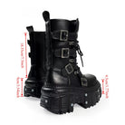 Kobine Women's Punk Multi Buckle Strap Side Zipper Stacked Platform Boots