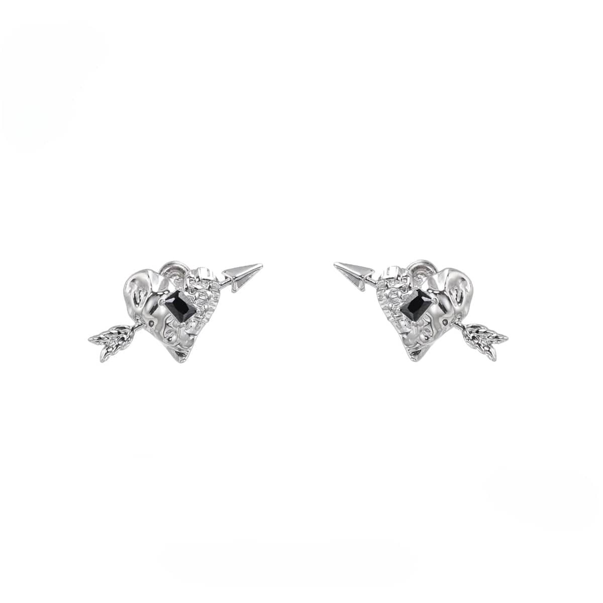 Kobine Women's Punk Pierced Arrow Heart Earrings