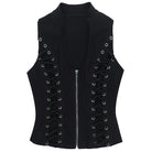 Kobine Women's Punk Plunging Lace-up Zipper Vest