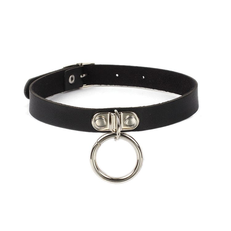 Kobine Women's Punk Ring Faux Leather Choker