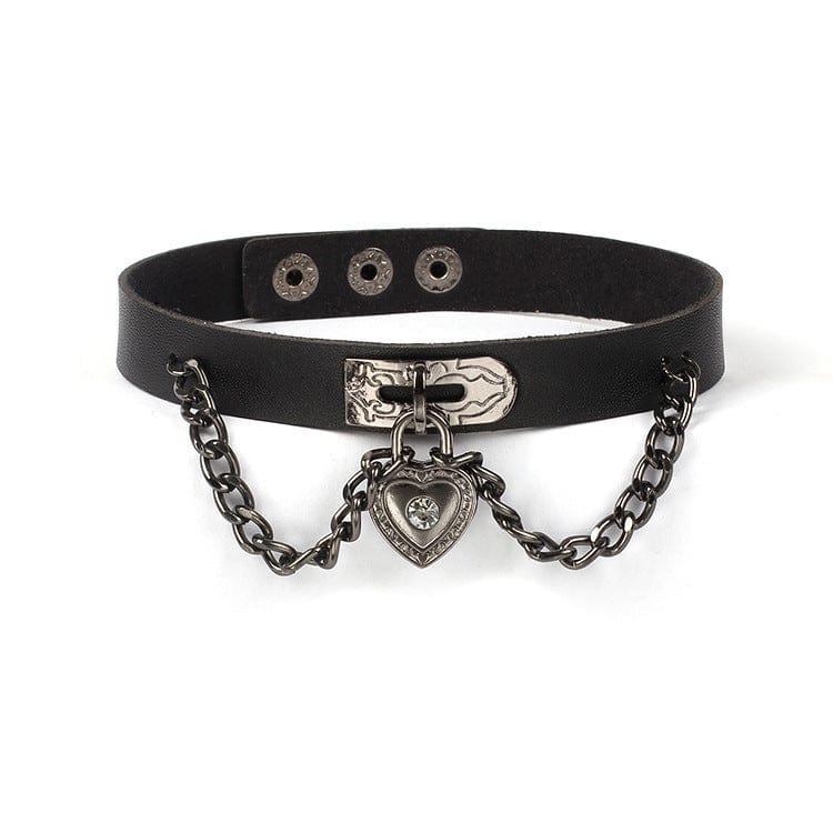 Kobine Women's Punk Ring Faux Leather Choker