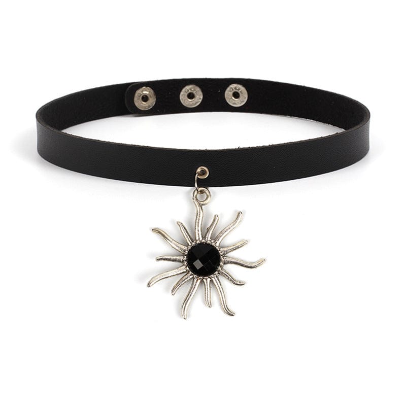 Kobine Women's Punk Ring Faux Leather Choker