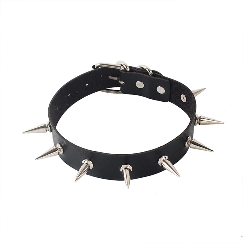 Kobine Women's Punk Ring Faux Leather Choker