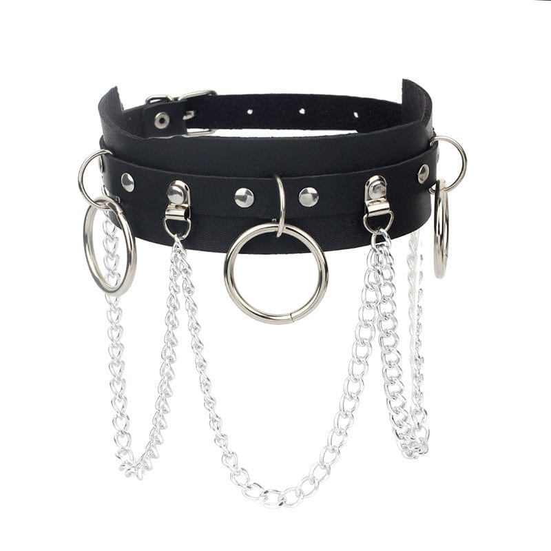 Kobine Women's Punk Ring Faux Leather Choker