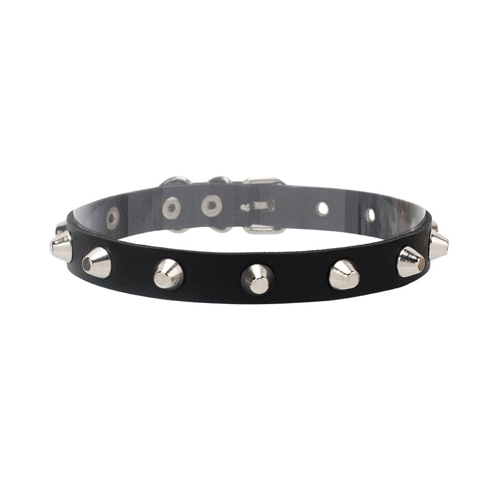 Kobine Women's Punk Ring Faux Leather Choker