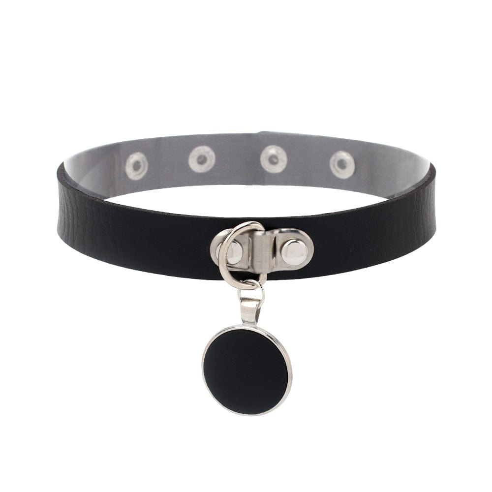 Kobine Women's Punk Ring Faux Leather Choker