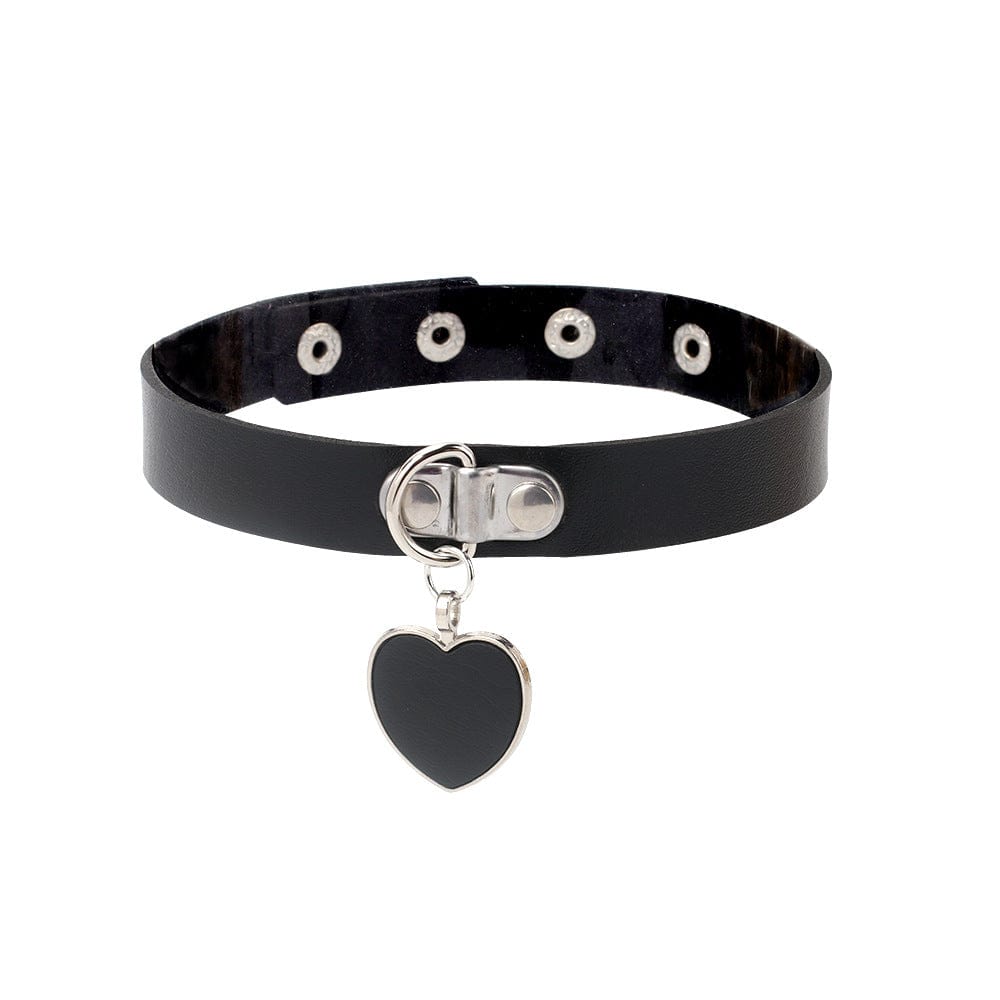 Kobine Women's Punk Ring Faux Leather Choker