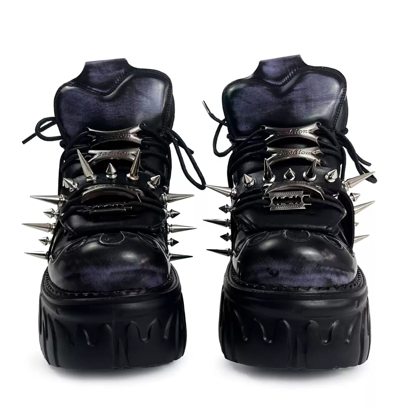 Kobine Women's Punk Rock Spiked Chunky Platform Shoes