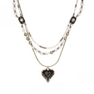 Kobine Women's Punk Rose Distressed Layered Pearl Necklace