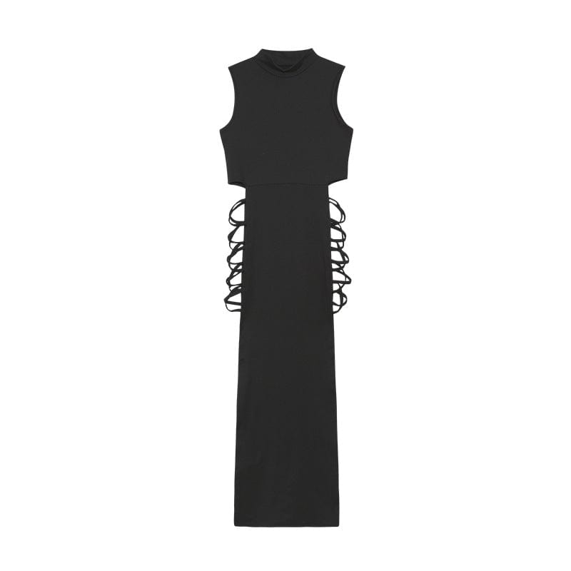 Kobine Women's Punk Side Slit Sexy Evening Dress