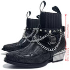 Kobine Women's Punk Spiked Chain Motorcycle Boots