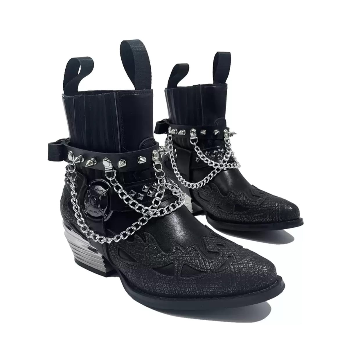 Kobine Women's Punk Spiked Chain Motorcycle Boots
