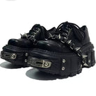 Kobine Women's Punk Spiked Chunky Platform Lace-Up Shoes