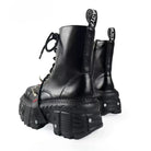 Kobine Women's Punk Spiked Strap Lace-up Side Zipper Platform Chunky Sole Boots