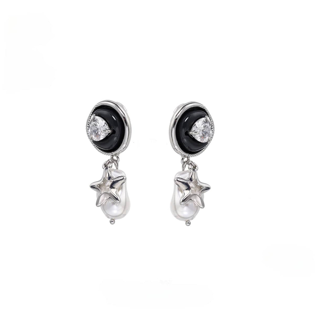 Kobine Women's Punk Star Baroque Pearl Earrings