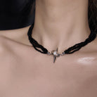 Kobine Women's Punk Star Layered Pearl Choker