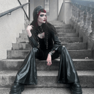 Kobine Women's Punk Strap Stud Zip Faux Leather Cape