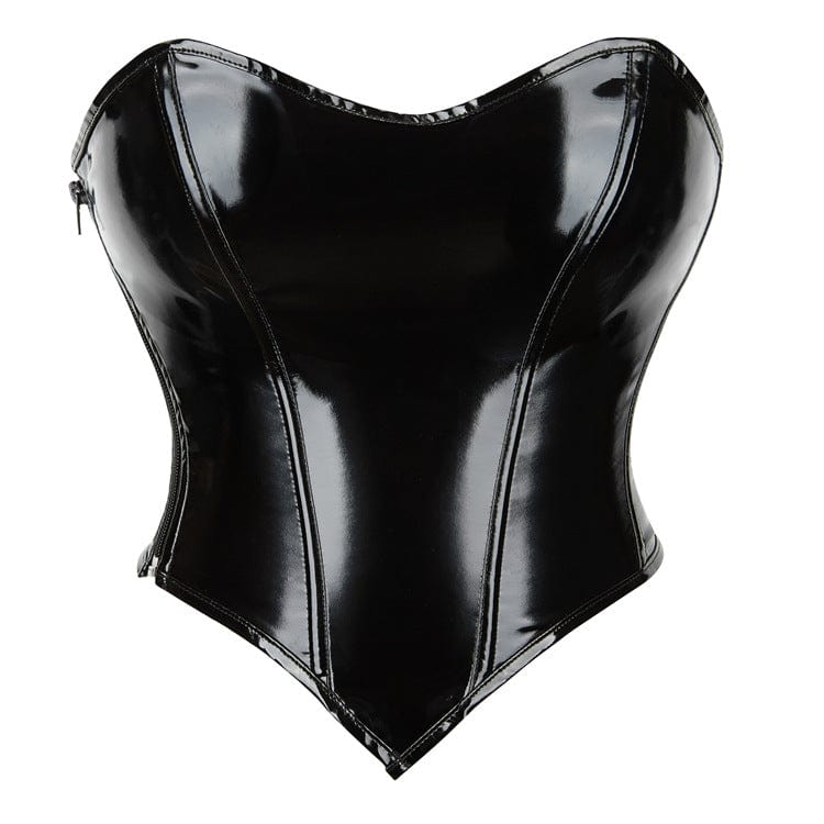 Kobine Women's Punk Strappy Patent Leather Overbust Corset