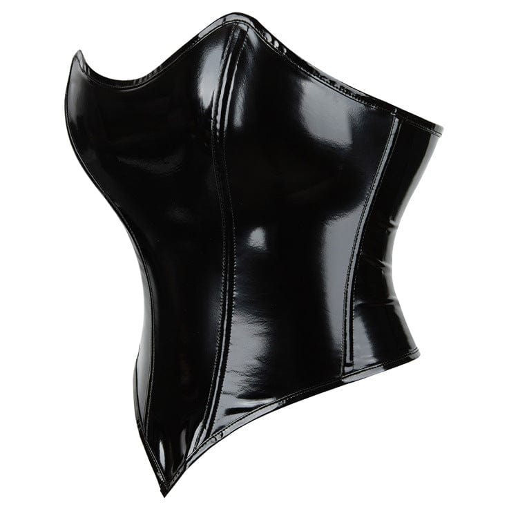 Kobine Women's Punk Strappy Patent Leather Overbust Corset