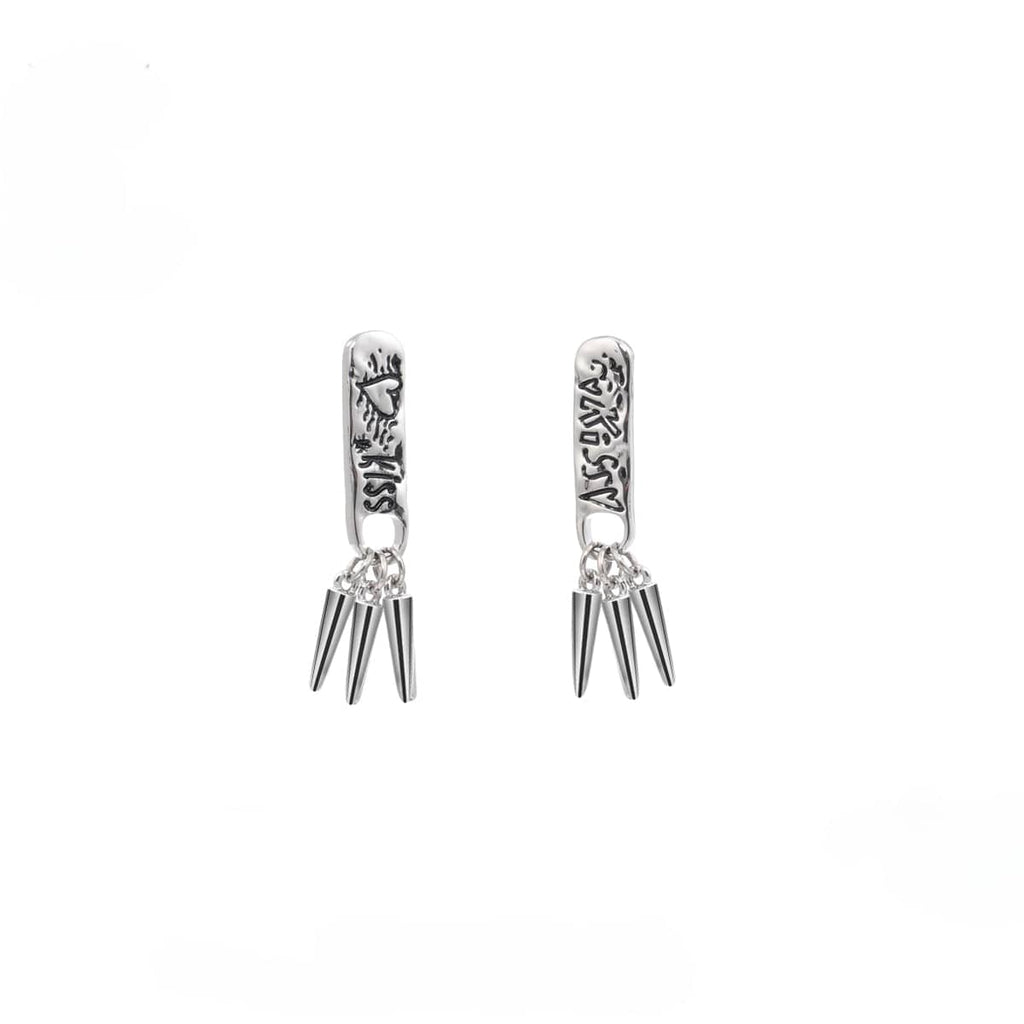 Kobine Women's Punk Studded Graffiti Earrings