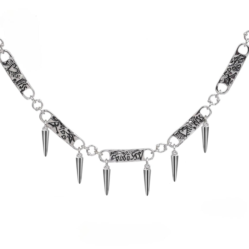 Kobine Women's Punk Studded Graffiti Necklace