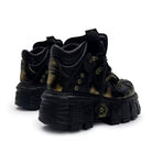 Kobine Women's Punk Two‑Tone Lace-up Round‑Toe Platform Chunky Sole Shoes