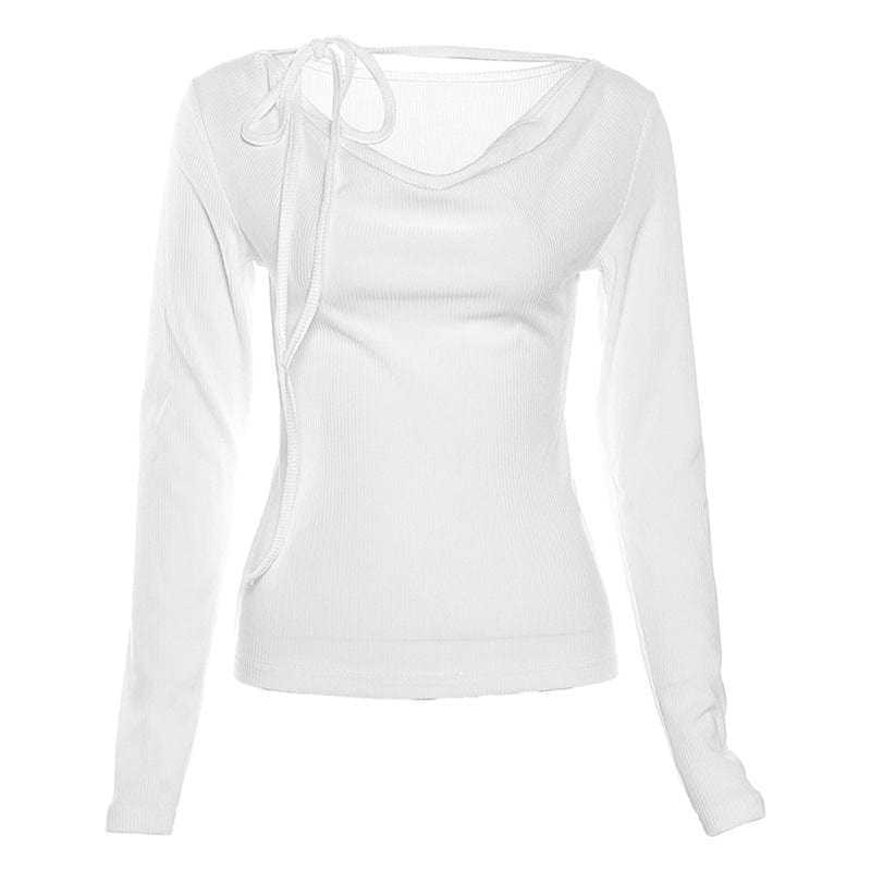 Kobine Women's Punk V-neck Lacing-Up Long-sleeved Shirt