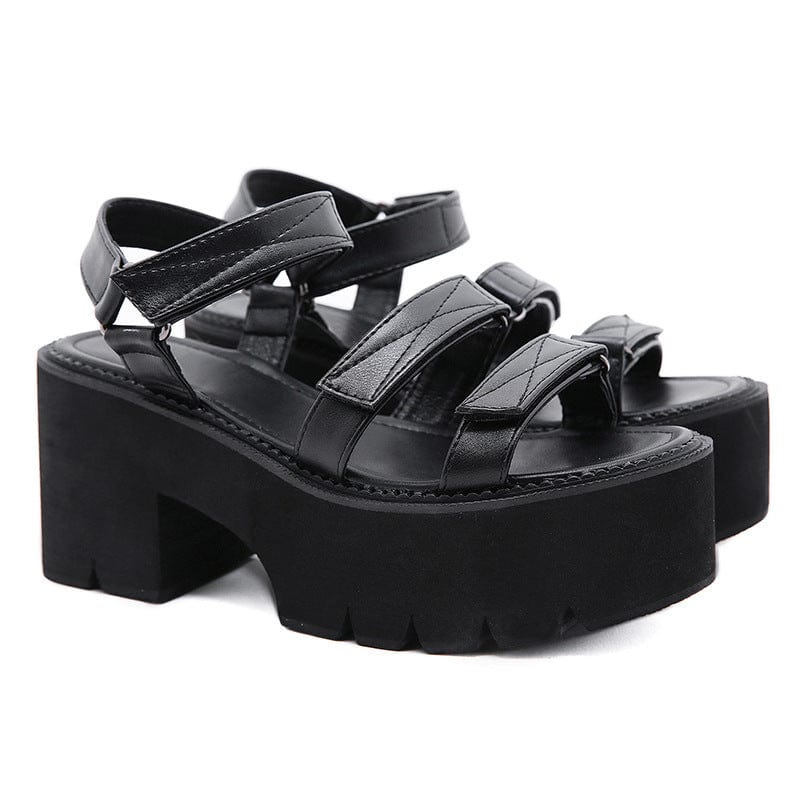 Kobine Women's Punk Velcro Platform Sandals