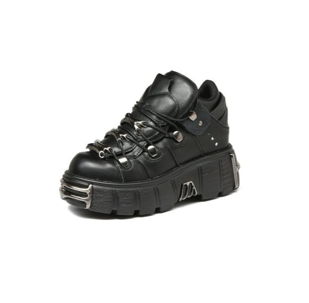 Kobine Women's Punk Velcro Platform Shoes
