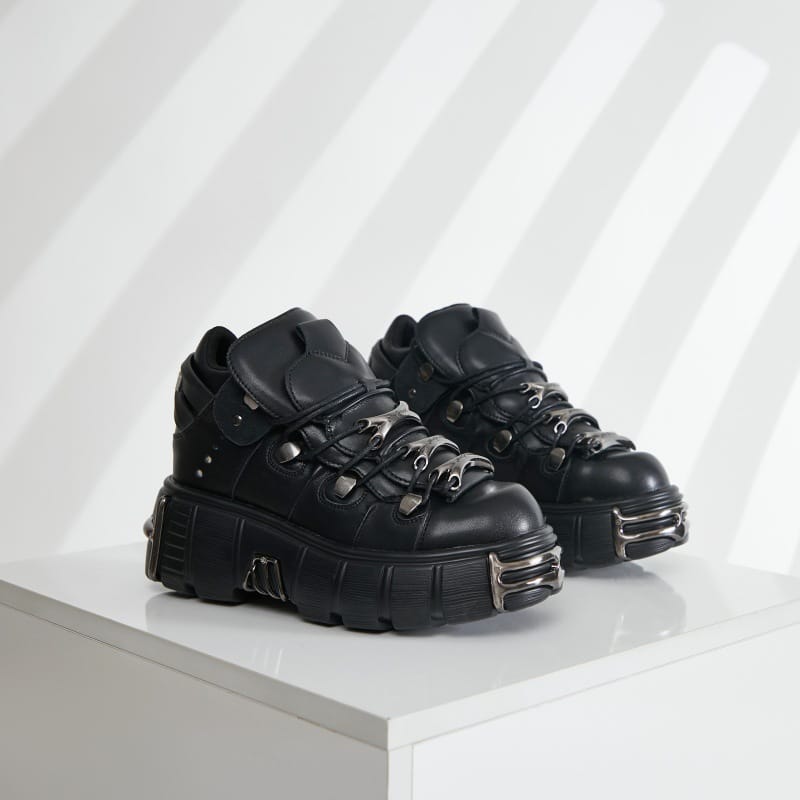 Kobine Women's Punk Velcro Platform Shoes