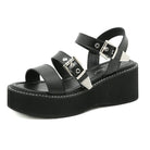 Kobine Women's Punk Zipper Bucles Open-toe Platform Sandals