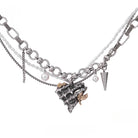 Kobine Women's Rockabilly Thorn Rose Heart Layered Choker