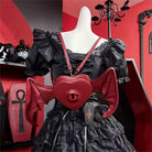 Nothing Here Women's Gothic Devil Eye Bat Wing Heart Bag Red