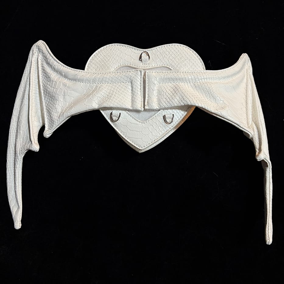 Nothing Here Women's Gothic Devil Eye Bat Wing Heart Bag White