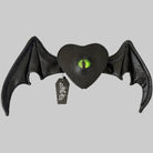 Nothing Here Women's Gothic Green Devil Eye Bat Wing Heart Bag Black