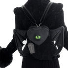 Nothing Here Women's Gothic Green Devil Eye Bat Wing Heart Bag Black