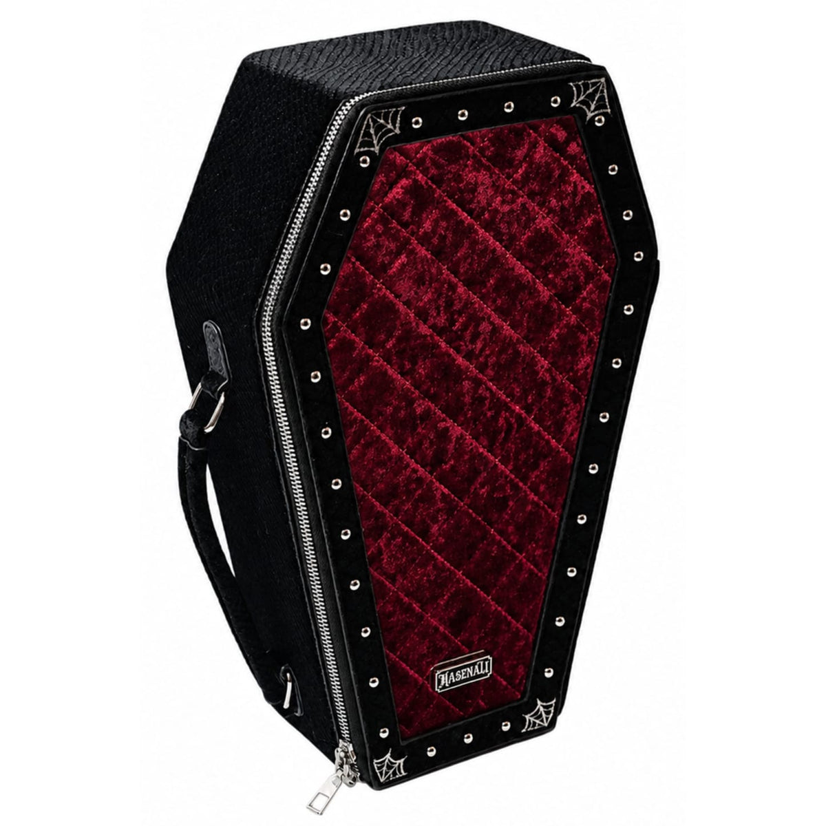 Nothing Here Women's Gothic Red Plaid Coffin Bag