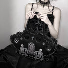 Nothing Here Women's Gothic Skull Rivets Tombstone Handbag