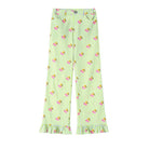 Pink Kawaii Women's Pink Kawaii Cherry Printed Ruffled Plaid Pants