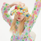 Pink Kawaii Women's Pink Kawaii Floral Printed Plaid Hat