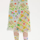 Pink Kawaii Women's Pink Kawaii Floral Printed Splice Plaid Unedged Skirt