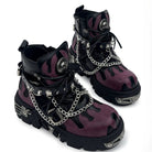 Punk Design Men's Punk Spiked Chained Buckle Strap Two‑Tone Platform Chunky Sole Shoes