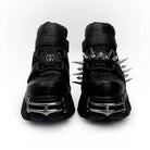 Punk Design Men's Punk Spiked Strap Alligator Print Chunky Sole Shoes
