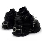 Punk Design Men's Punk Spiked Strap Alligator Print Chunky Sole Shoes
