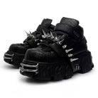 Punk Design Men's Punk Spiked Strap Alligator Print Chunky Sole Shoes