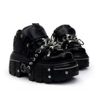 Punk Design Men's Punk Spiked Strap Round‑Toe Chunky Sole Shoes